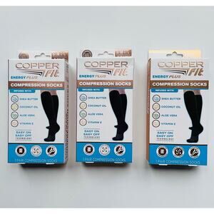 3 Pair Copper Fit Energy Plus Compression Socks Size S/M NEW